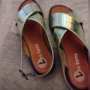 Womens BEATRIC KARMA gold strappy sandals.  Size 7.  NEW AND NEVER WORN.